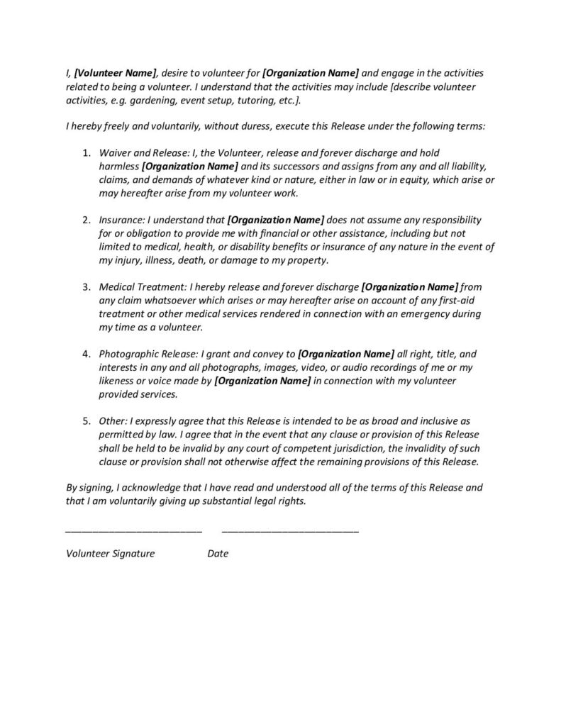Generic Volunteer Waiver